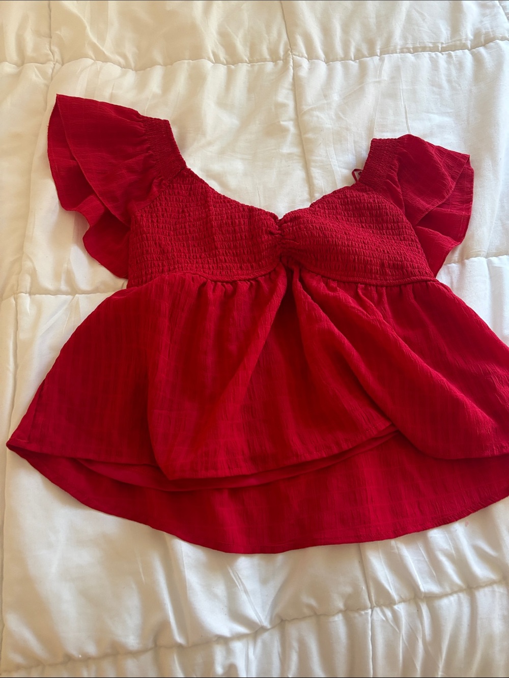 Target Red Ruffle Smocked Crop Top - Women